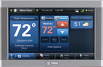 Trane smart thermostat displaying indoor temperature settings